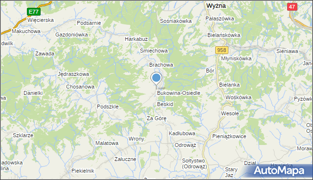 mapa Bukowina-Osiedle, Bukowina-Osiedle na mapie Targeo